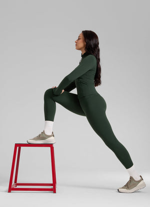 Thermal Fleece Lined Leggings - Matte Finish, 28 Inch Tall Legend Green - view 3