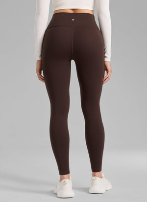 Thermal Fleece Lined Leggings - Matte Finish, 28 Inch Tall Hot Fudge Brown - view 2
