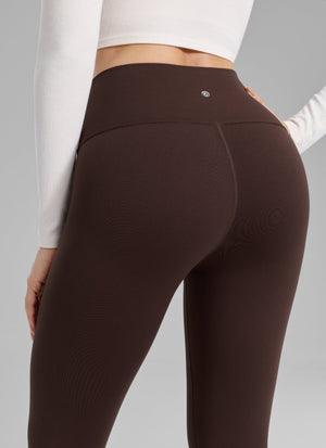 Thermal Fleece Lined Leggings - Matte Finish, 28 Inch Tall Hot Fudge Brown - view 5