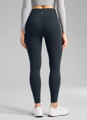 Thermal Fleece Lined Leggings - Matte Finish, 28 Inch Tall True Navy - view 2