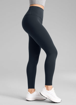 Thermal Fleece Lined Leggings - Matte Finish, 28 Inch Tall True Navy - view 5