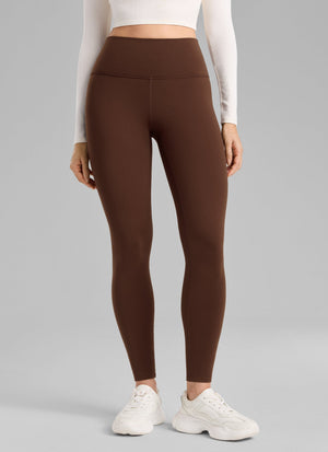 Thermal Fleece Lined Leggings - Matte Finish, 28 Inch Tall Lava Brown - view 1