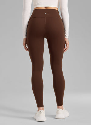 Thermal Fleece Lined Leggings - Matte Finish, 28 Inch Tall Lava Brown - view 2