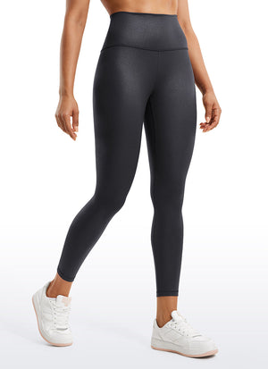 Matte Faux Leather Leggings - High Waist, 25 Inch Mysterious Grey Foil Pattern - view 1