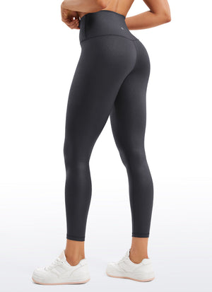 Matte Faux Leather Leggings - High Waist, 25 Inch Mysterious Grey Foil Pattern - view 2