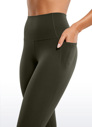 Yoga Leggings with Pockets - Butterluxe Fabric, 25 Inch Olive Green - view 4