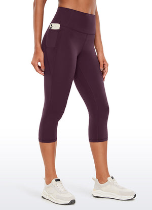 Yoga Leggings with Pockets - Butterluxe Fabric, 19 Inch Deep Purple - view 1