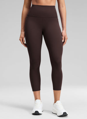 Yoga Leggings with Pockets - Butterluxe Fabric, 23 Inch Hot Fudge Brown - view 1