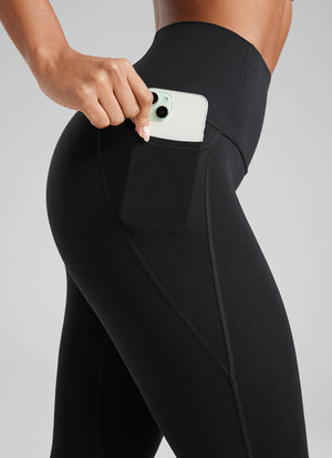 Yoga Leggings with Pockets - Butterluxe Fabric, 28 Inch Tall Black - view 3