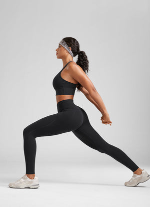 Yoga Leggings with Pockets - Butterluxe Fabric, 28 Inch Tall Black - view 4