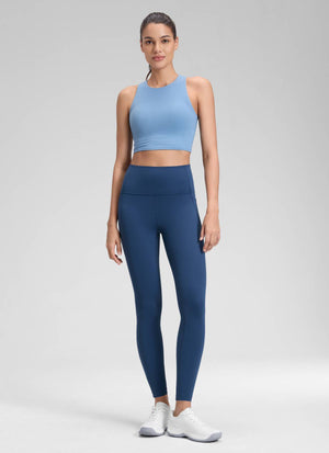 Yoga Leggings with Pockets - Butterluxe Fabric, 28 Inch Tall French Navy - view 3