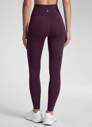 Yoga Leggings with Pockets - Butterluxe Fabric, 28 Inch Tall Deep Purple - view 2