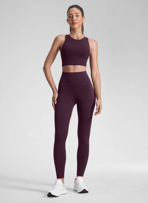 Yoga Leggings with Pockets - Butterluxe Fabric, 28 Inch Tall Deep Purple - view 3