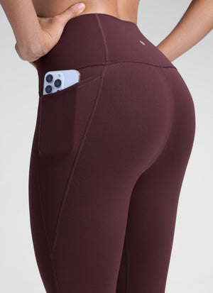 Yoga Leggings with Pockets - Butterluxe Fabric, 28 Inch Tall Ripe Plum - view 5