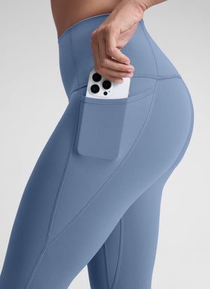 Yoga Leggings with Pockets - Butterluxe Fabric, 28 Inch Tall Washed Denim - view 4
