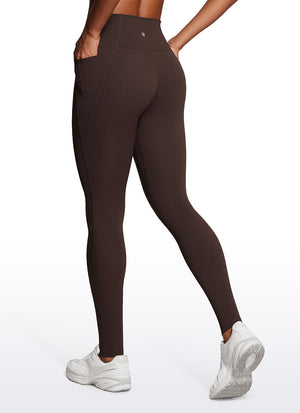 Yoga Leggings with Pockets - Butterluxe Fabric, 30 Inch Hot Fudge Brown - view 2