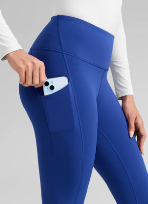 Water Resistant Hiking Leggings - Fleece Lined, High Waist Waves Blue - view 4