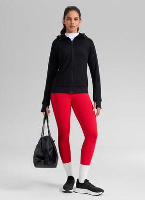 Water Resistant Hiking Leggings - Fleece Lined, High Waist Aurora Red - view 3