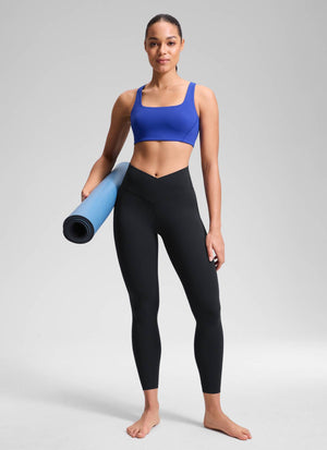 Yoga Leggings with V Cross Waist - Butterluxe, 25 Inch Black - view 3