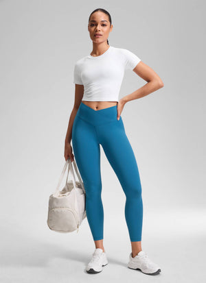 Yoga Leggings with V Cross Waist - Butterluxe, 25 Inch Super-sonic Blue - view 3