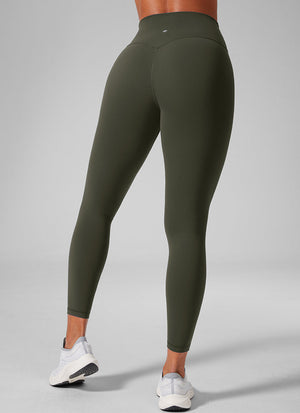 High Rise Workout Leggings - Butterlift Fabric, 25 Inch Olive Green - view 2