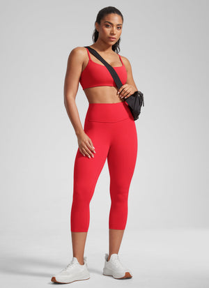 High Rise Workout Leggings - Butterlift Fabric, 21 Inch Aurora Red - view 3