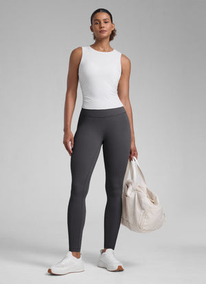 High Rise Workout Leggings - Butterlift Fabric, 28 Inch Tall Mysterious Grey - view 4