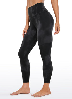 Yoga Leggings with Double Seam - Butterluxe, High Waist, 25 Inch Black Tie Dye Flowers - view 1