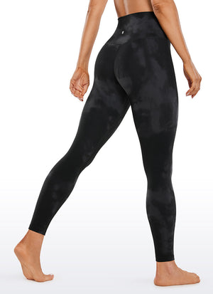 Yoga Leggings with Double Seam - Butterluxe, 28 Inch Tall Black Tie Dye Flowers - view 2