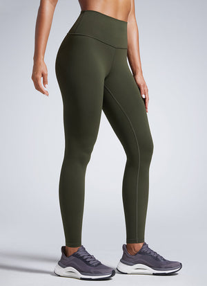 Lightweight Workout Leggings - Butterbreeze Fabric, 28 Inch Tall Olive Green - view 2