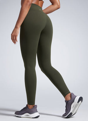 Lightweight Workout Leggings - Butterbreeze Fabric, 28 Inch Tall Olive Green - view 3