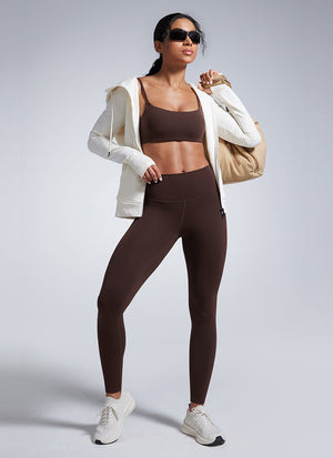 Lightweight Workout Leggings - Butterbreeze Fabric, 28 Inch Tall Hot Fudge Brown - view 3