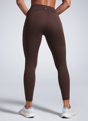 Workout Leggings with Pockets - Butterbreeze Fabric, High Waist Hot Fudge Brown - view 2