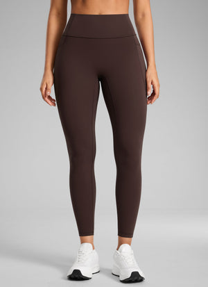 Pocketed Leggings - No Front Seam, High Waist, 25 Inch Hot Fudge Brown - view 1