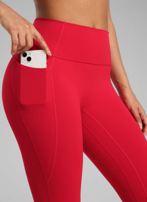 Pocketed Leggings - No Front Seam, High Waist, 25 Inch Aurora Red - view 4
