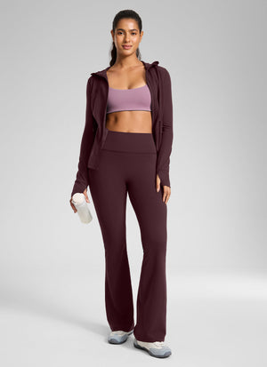 Flare Leggings with No Front Seam - High Waist, Sculpt Fit Ripe Plum - view 5