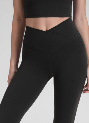 Flared Leggings with Crossover Waist - Butterluxe, 31 Inch Tall Black - view 4