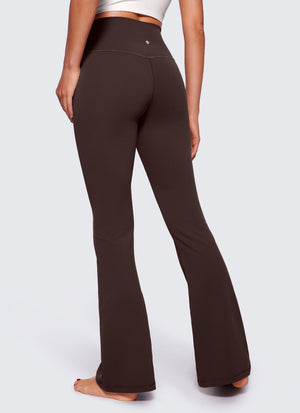Flared Leggings with Crossover Waist - Butterluxe, 29 Inch Hot Fudge Brown - view 2