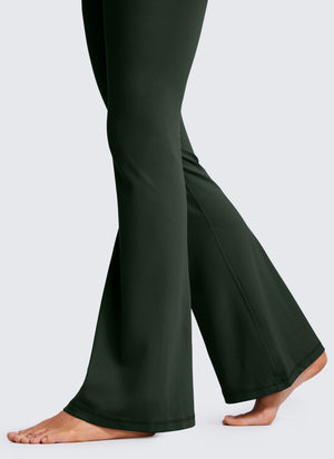 Flared Leggings with Crossover Waist - Butterluxe, 31 Inch Tall Legend Green - view 4
