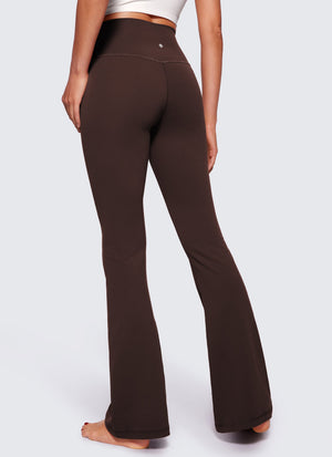 Flared Leggings with Crossover Waist - Butterluxe, 33 Inch Hot Fudge Brown - view 2