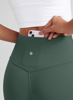 High Rise Pocketed Leggings - Butterluxe Fabric, 32 Inch Tall Dark Forest Green - view 4