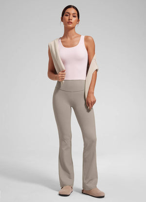 Flared Yoga Leggings with Pockets - Butterluxe, 29 Inch Warm Ash Grey - view 3