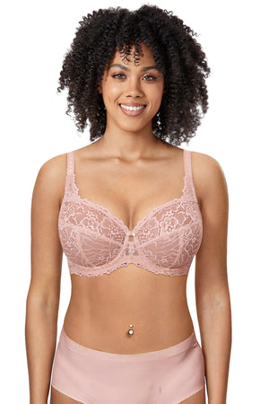 Back view of full coverage bra with hook-and-eye back closure and wide band - MissFine
