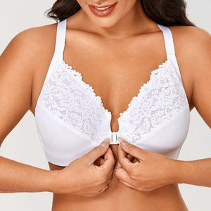 Back view of nude racerback plus size bra with wide smoothing band - MissFine