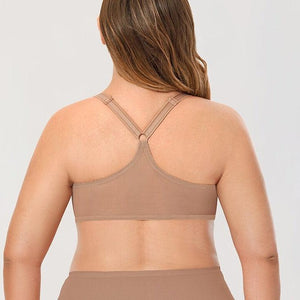 Side angle showing adjustable straps and smooth molded plus size bra cups - MissFine