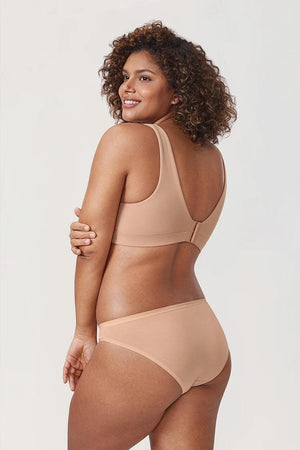 Back view of pull-on bra top with smooth band and straps - MissFine