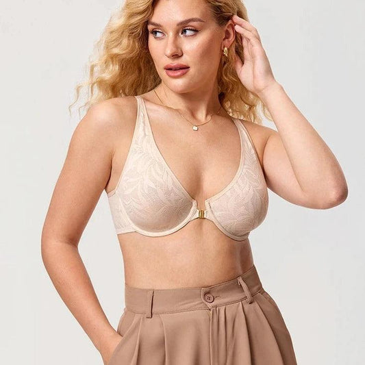 Chic Lace Front-Closure Bra – Feminine Edition