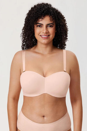 Back view of strapless bra with wide band and multi-row hook-and-eye closure - MissFine