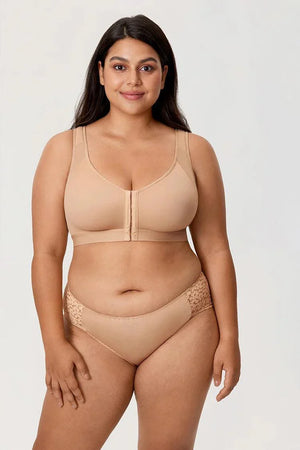 Side angle of posture support bra with wide straps and smooth seamless cup shaping - MissFine