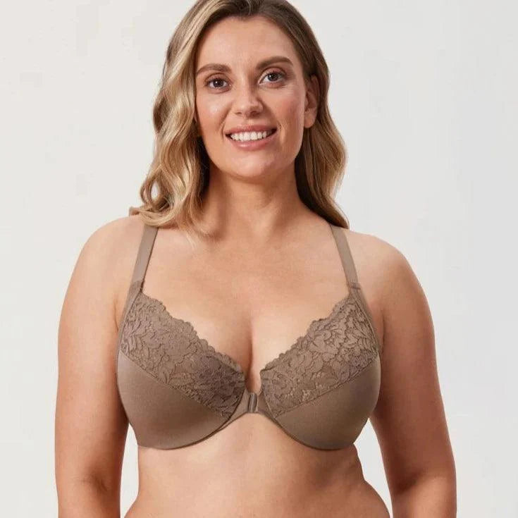 חזיית כותנה בסגירה קדמית נבונה ובתמיכה מאזנת לגב ללוק נשי עדין - לה איסלה: אופנה וחזיות פרימיום